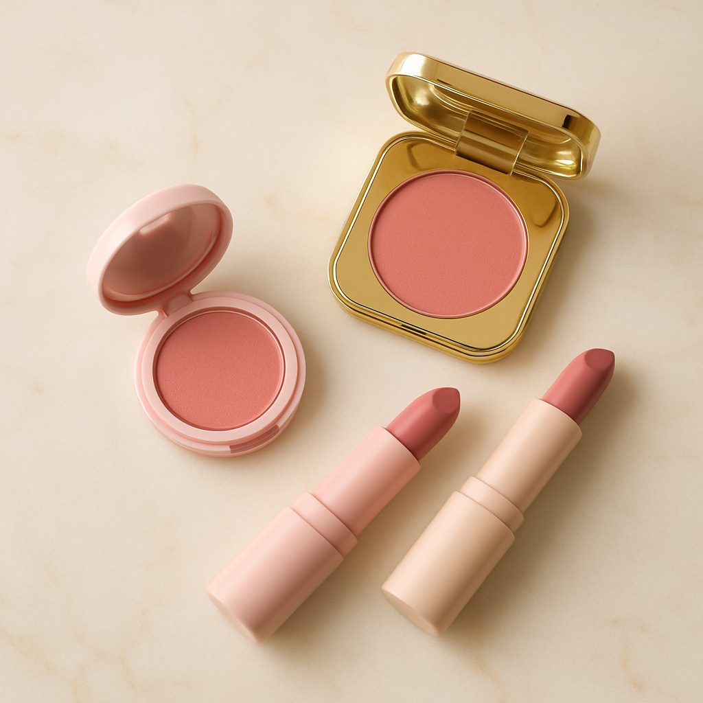 Pastel makeup flatlay
